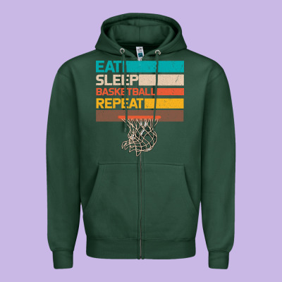 Eat Sleep Basketball Repeat Zipper Hoodie Designed By Bettercallsaul