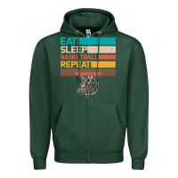 Sports Green Eat Sleep Basketball Repeat Zipper Hoodie - Bettercallsaul
