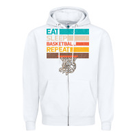White Eat Sleep Basketball Repeat Zipper Hoodie - Bettercallsaul