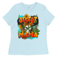 Baby Blue desert mama   leopard Ladies Tee - AdoDesignShop