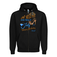 Black A Queen Was Born In July 24th Happy Birthday Zipper Hoodie - Bettercallsaul