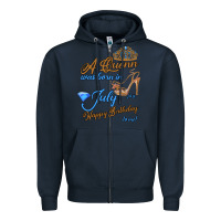 Navy A Queen Was Born In July 24th Happy Birthday Zipper Hoodie - Bettercallsaul