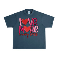 Midnight Navy love more worry less Urban Heavy Tee - MaliasSmallBusiness