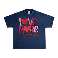 Navy love more worry less Urban Heavy Tee - MaliasSmallBusiness