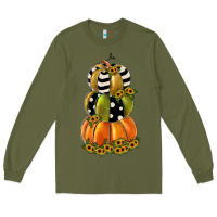 Army Green pumpkin polka dot, sunflower Long Sleeve Tee - JahusDesignShop