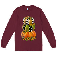 Burgundy pumpkin polka dot, sunflower Long Sleeve Tee - JahusDesignShop