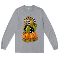 Heather Grey pumpkin polka dot, sunflower Long Sleeve Tee - JahusDesignShop