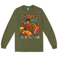 Army Green turkey and touchdowns Long Sleeve Tee - MaliasSmallBusiness