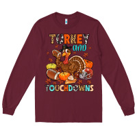 Burgundy turkey and touchdowns Long Sleeve Tee - MaliasSmallBusiness