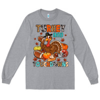 Heather Grey turkey and touchdowns Long Sleeve Tee - MaliasSmallBusiness