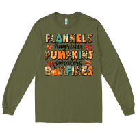 Army Green flannels hayrides pumpkinsbonfires Long Sleeve Tee - MaliasSmallBusiness