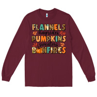 Burgundy flannels hayrides pumpkinsbonfires Long Sleeve Tee - MaliasSmallBusiness