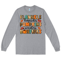 Heather Grey flannels hayrides pumpkinsbonfires Long Sleeve Tee - MaliasSmallBusiness