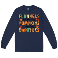 Navy flannels hayrides pumpkinsbonfires Long Sleeve Tee - MaliasSmallBusiness