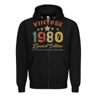 Black Vintage 1980 Clothes 40 Years Old Retro 40th Birthday Zipper Hoodie - Bettercallsaul