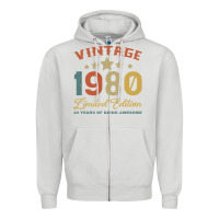 Dove Grey Vintage 1980 Clothes 40 Years Old Retro 40th Birthday Zipper Hoodie - Bettercallsaul