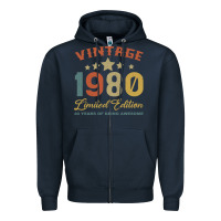 Navy Vintage 1980 Clothes 40 Years Old Retro 40th Birthday Zipper Hoodie - Bettercallsaul