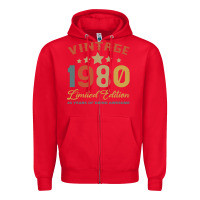 Red Vintage 1980 Clothes 40 Years Old Retro 40th Birthday Zipper Hoodie - Bettercallsaul