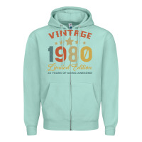 Seafoam Vintage 1980 Clothes 40 Years Old Retro 40th Birthday Zipper Hoodie - Bettercallsaul