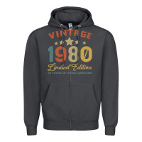 Vintage 1980 Clothes 40 Years Old Retro 40th Birthday Zipper Hoodie | Teevron