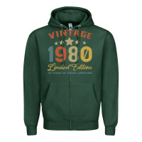 Sports Green Vintage 1980 Clothes 40 Years Old Retro 40th Birthday Zipper Hoodie - Bettercallsaul