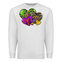Oatmeal Heather mardi gras hearts cg (1) Premium Sweatshirt - CowGirlArtShop