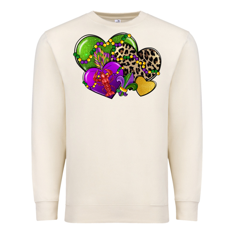 Mardi Gras Hearts Cg (1) Premium Sweatshirt by CowGirlArtShop | Teevron