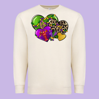 Mardi Gras Hearts Cg (1) Premium Sweatshirt Designed By Cowgirlartshop