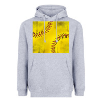 Heather Grey distressed softball pattern Heavyweight Hoodie - TumblerDesignByShophia