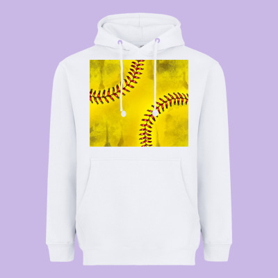 Distressed Softball Pattern Heavyweight Hoodie Designed By Tumblerdesignbyshophia