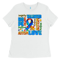 White autism  words Ladies Tee - AdoDesignShop
