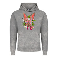 Cloud Rock bunny with floral Vintage Hoodie - MaliasSmallBusiness