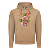 Vintage Coffee bunny with floral Vintage Hoodie - MaliasSmallBusiness