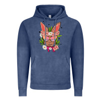 Vintage Denim bunny with floral Vintage Hoodie - MaliasSmallBusiness