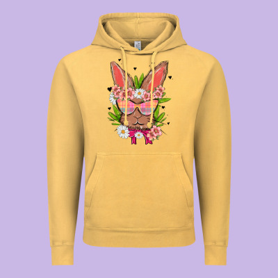Bunny With Floral Vintage Hoodie Designed By Maliassmallbusiness