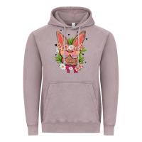 Vintage Zinc bunny with floral Vintage Hoodie - MaliasSmallBusiness