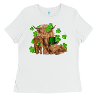 White st patrick's day cow family Ladies Tee - RanaPortraitStore