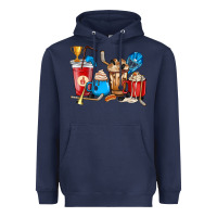 Navy Hockey coffee cups Heavyweight Hoodie - HowdyJamesFarm