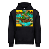 Black Lake Boat Rudder And Sunflowers Seamless Pattern Urban Hoodie - BundleAndBundleShop