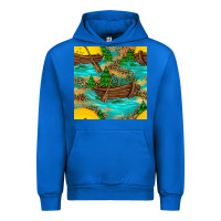 Cobalt Lake Boat Rudder And Sunflowers Seamless Pattern Urban Hoodie - BundleAndBundleShop
