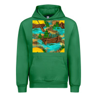 Emerald Lake Boat Rudder And Sunflowers Seamless Pattern Urban Hoodie - BundleAndBundleShop