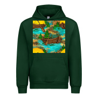 Forest Green Lake Boat Rudder And Sunflowers Seamless Pattern Urban Hoodie - BundleAndBundleShop