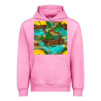 Fuchsia Pink Lake Boat Rudder And Sunflowers Seamless Pattern Urban Hoodie - BundleAndBundleShop