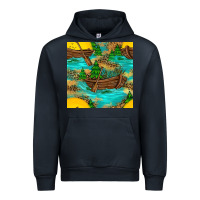 Lake Boat Rudder And Sunflowers Seamless Pattern Urban Hoodie | Teevron