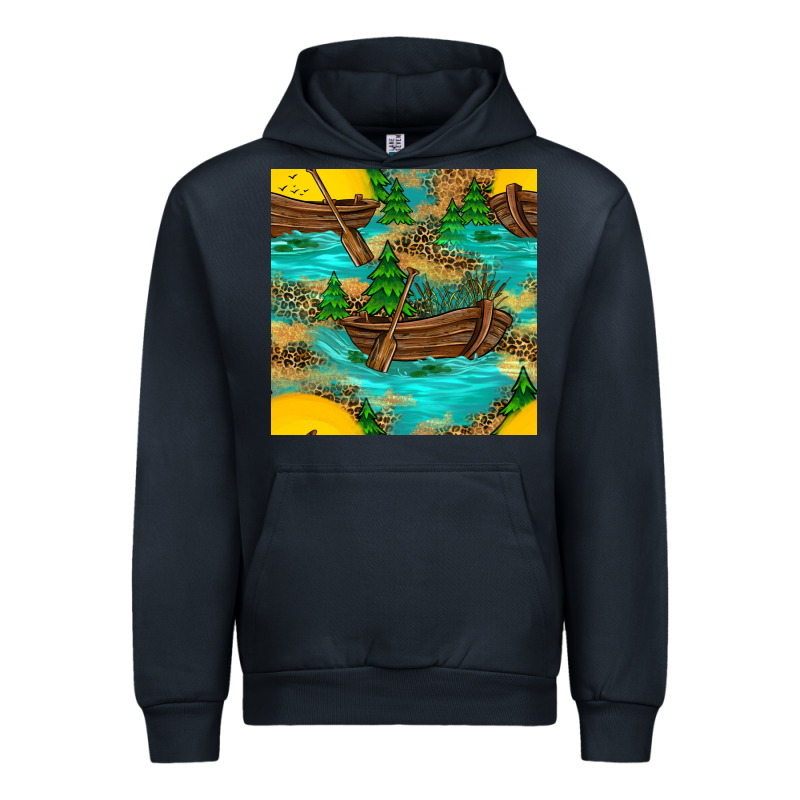Lake Boat Rudder And Sunflowers Seamless Pattern Urban Hoodie by BundleAndBundleShop | Teevron
