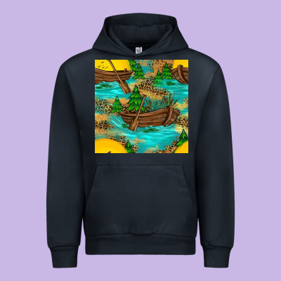 Lake Boat Rudder And Sunflowers Seamless Pattern Urban Hoodie Designed By Bundleandbundleshop