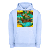 Pigment Grape Ice Lake Boat Rudder And Sunflowers Seamless Pattern Urban Hoodie - BundleAndBundleShop