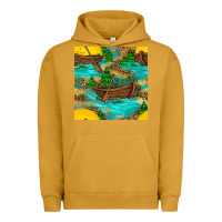 Pigment Peanut Butter Lake Boat Rudder And Sunflowers Seamless Pattern Urban Hoodie - BundleAndBundleShop