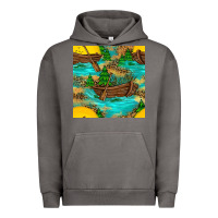 Pigment Tornado Lake Boat Rudder And Sunflowers Seamless Pattern Urban Hoodie - BundleAndBundleShop