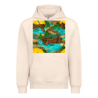 Sandshell Lake Boat Rudder And Sunflowers Seamless Pattern Urban Hoodie - BundleAndBundleShop
